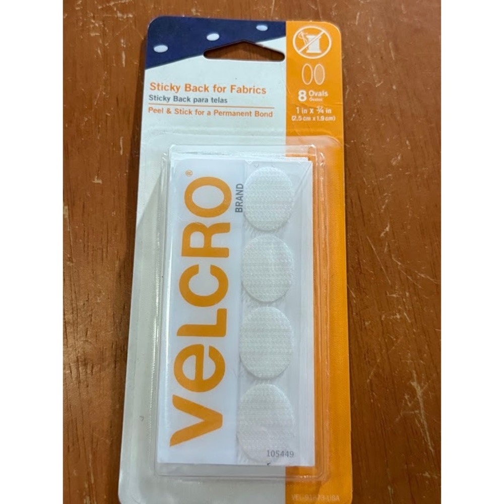 VELCRO Brand Sticky Back for Fabrics White Ovals 8 Count 1in x 3/4in 91873